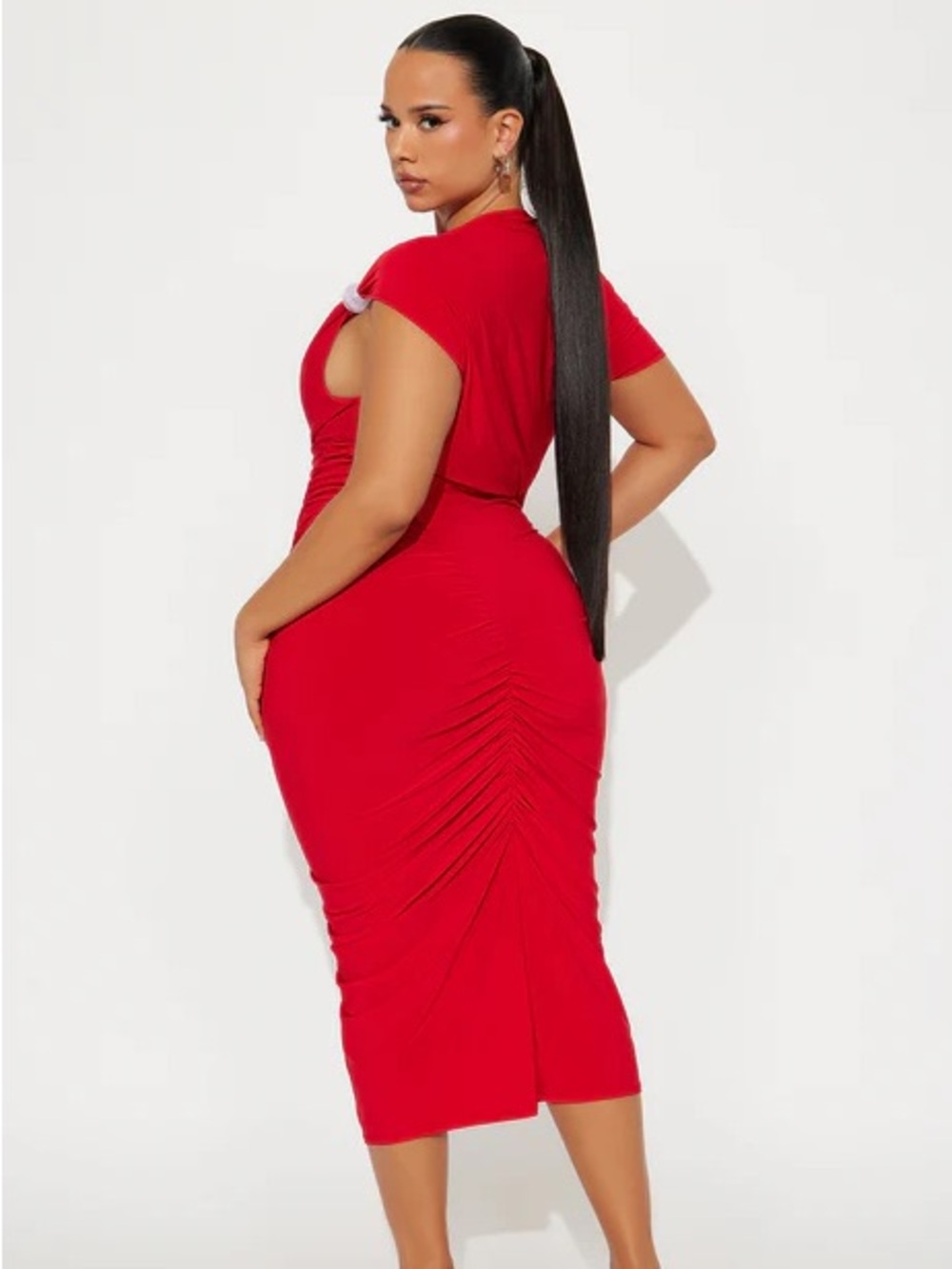 Fancy Girl Ruched Midi Dress NEW 🏷️ - Picture 6 of 6